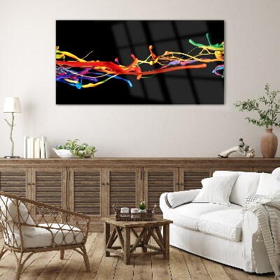 Glas foto Kleurrijke vlekken op een zwarte achtergrond