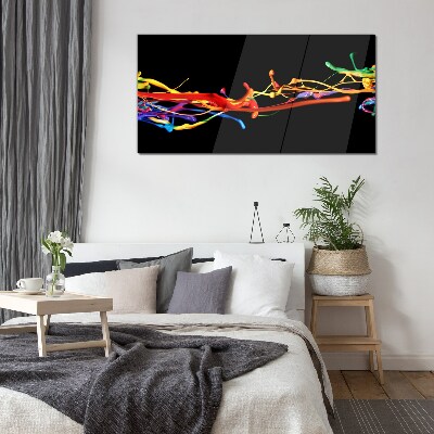 Glas foto Kleurrijke vlekken op een zwarte achtergrond