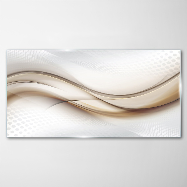 Glas foto Golven in beige tinten