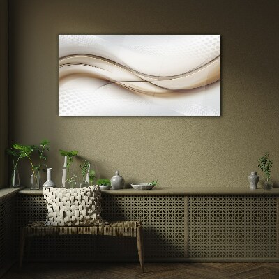 Glas foto Golven in beige tinten