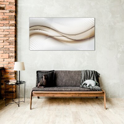 Glas foto Golven in beige tinten