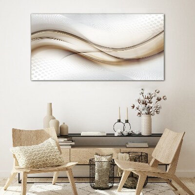 Glas foto Golven in beige tinten