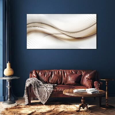 Glas foto Golven in beige tinten