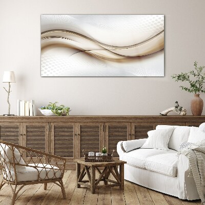 Glas foto Golven in beige tinten