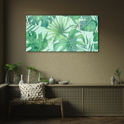 Schilderij op glas Tropisch groen in aquarel