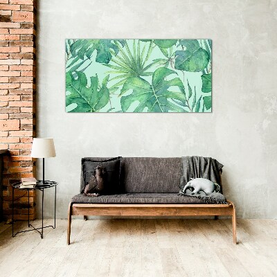 Schilderij op glas Tropisch groen in aquarel