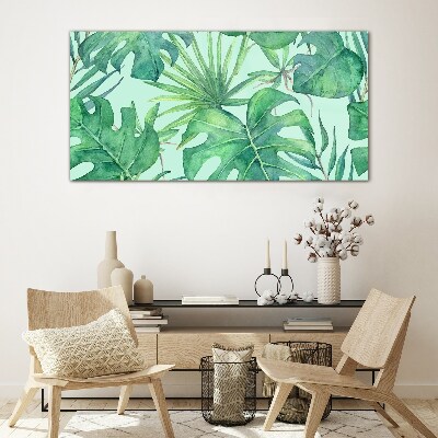 Schilderij op glas Tropisch groen in aquarel