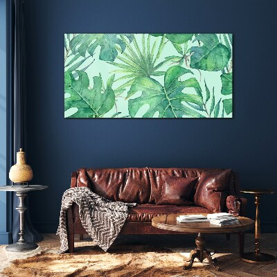 Schilderij op glas Tropisch groen in aquarel