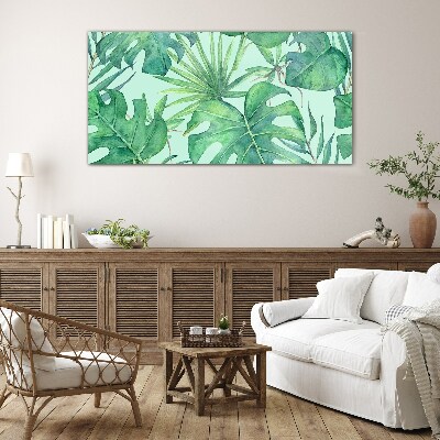 Schilderij op glas Tropisch groen in aquarel