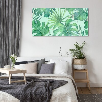 Schilderij op glas Tropisch groen in aquarel