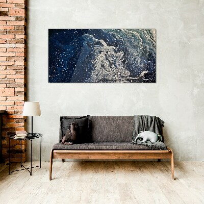 Schilderij op glas Oceaan golven in blauwe tinten