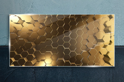 Schilderij op glas Gouden zeshoeken in de ruimte