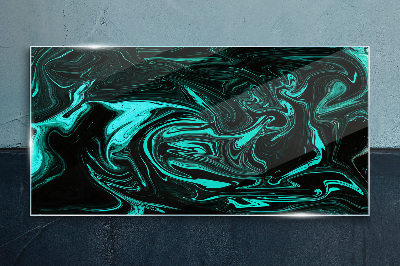 Schilderij op glas Groene en zwarte wervelingen van abstractie
