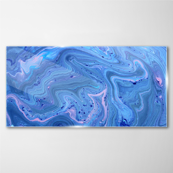 Foto op glas Oceaan golven van blauw marmer