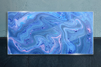 Foto op glas Oceaan golven van blauw marmer