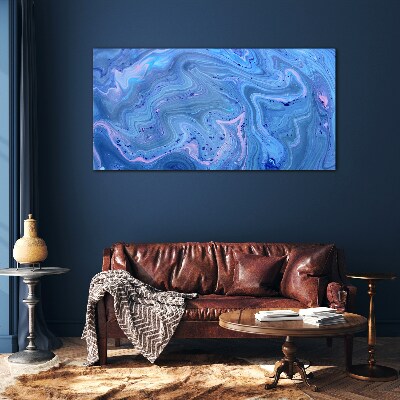 Foto op glas Oceaan golven van blauw marmer