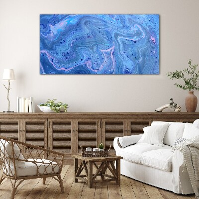 Foto op glas Oceaan golven van blauw marmer