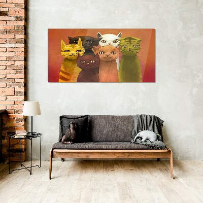 Schilderij op glas Katten in kleurrijke harmonie