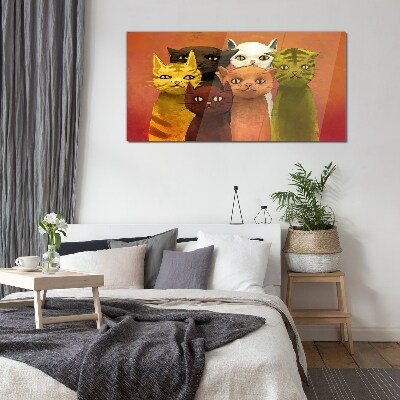 Schilderij op glas Katten in kleurrijke harmonie