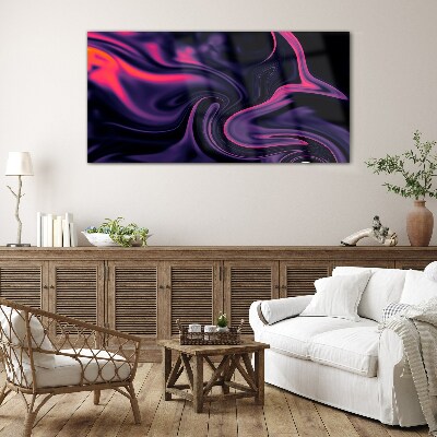 Foto op glas Golven van kleur 's nachts