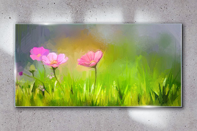 Schilderij op glas Een bloemendroom in pastelkleuren