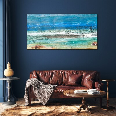 Foto op glas Kalme zee in tinten blauw