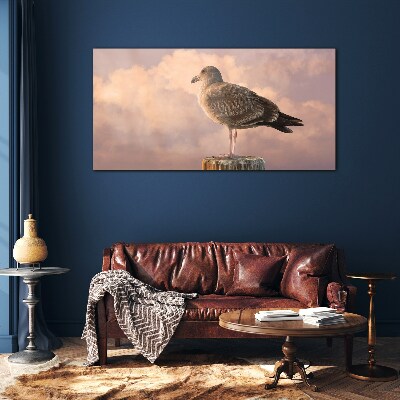 Foto op glas Gevleugelde beschermer in de wolken