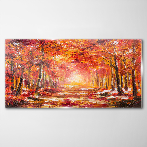 Schilderij op glas Herfstreflecties in het bos