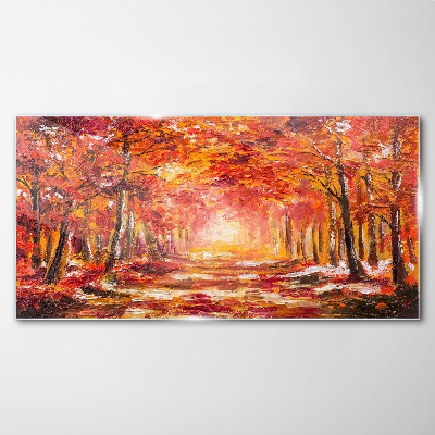 Schilderij op glas Herfstreflecties in het bos