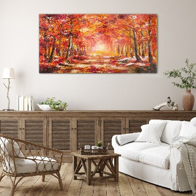 Schilderij op glas Herfstreflecties in het bos