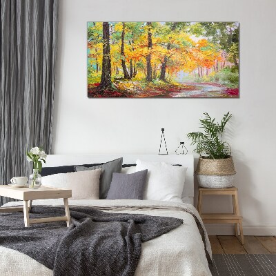 Foto op glas Herfstlaan met bomen