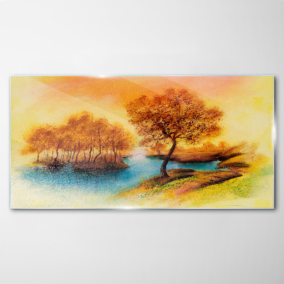 Foto op glas Herfstmelodie aan het water