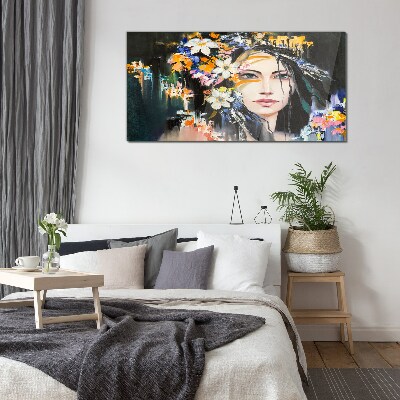 Foto op glas Elegantie van een bloemenportret