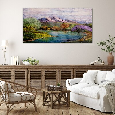 Glas foto Berglandschap met een meer