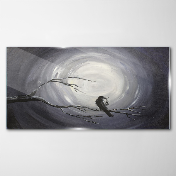 Glas foto Een eenzame vogel op een tak