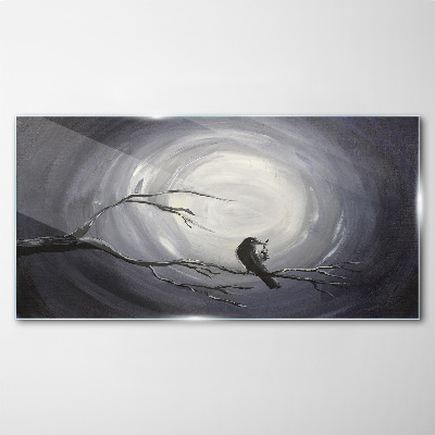 Glas foto Een eenzame vogel op een tak