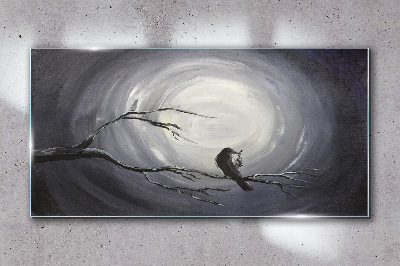 Glas foto Een eenzame vogel op een tak