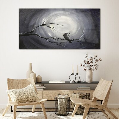 Glas foto Een eenzame vogel op een tak