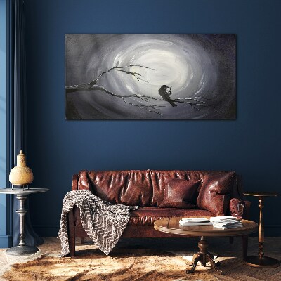 Glas foto Een eenzame vogel op een tak