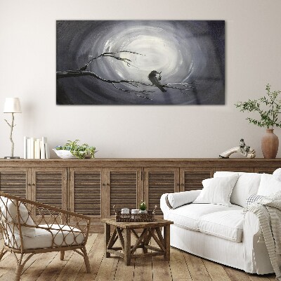 Glas foto Een eenzame vogel op een tak