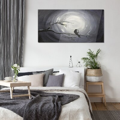 Glas foto Een eenzame vogel op een tak