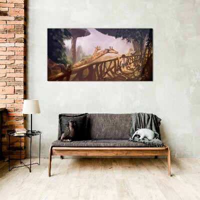 Schilderij op glas Giraffen ontmoeten in de dierentuin