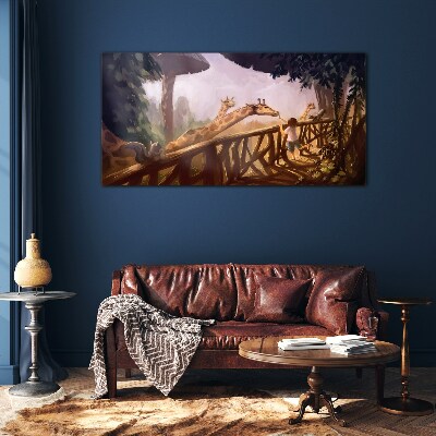 Schilderij op glas Giraffen ontmoeten in de dierentuin