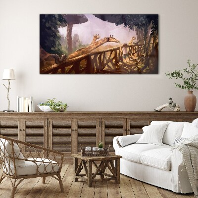 Schilderij op glas Giraffen ontmoeten in de dierentuin