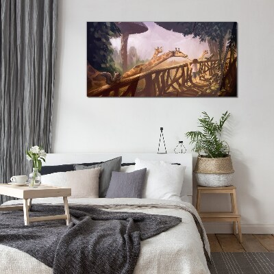 Schilderij op glas Giraffen ontmoeten in de dierentuin