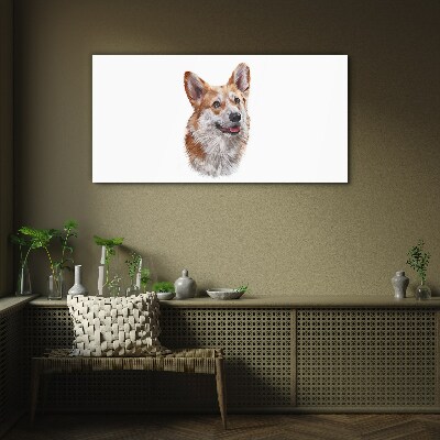 Foto op glas Portret van een vrolijke Corgi-hond