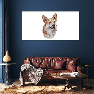 Foto op glas Portret van een vrolijke Corgi-hond
