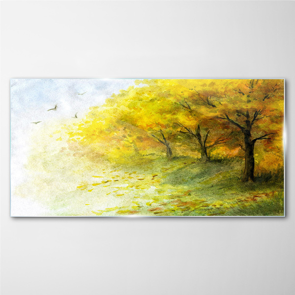 Schilderij op glas Gouden herfst in het park