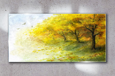 Schilderij op glas Gouden herfst in het park
