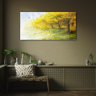 Schilderij op glas Gouden herfst in het park